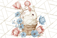 French Vintage Spring Clipart PNG, Pastel Bunny &amp; Floral Art Product Image 3