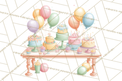 Pastel Birthday Clipart, Soft Party Decorations PNG, Festive Product Image 3