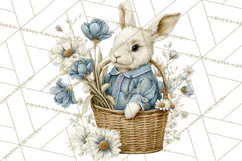 French Vintage Spring Clipart PNG, Pastel Bunny & Floral Art Product Image 4