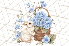French Vintage Spring Clipart PNG, Pastel Bunny &amp; Floral Art Product Image 5