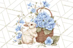 French Vintage Spring Clipart PNG, Pastel Bunny & Floral Art Product Image 5