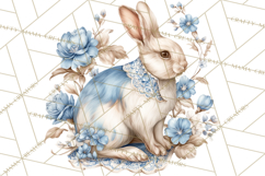 French Vintage Spring Clipart PNG, Pastel Bunny &amp; Floral Art Product Image 2