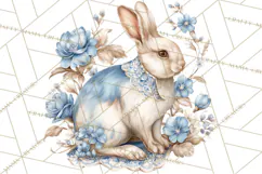 French Vintage Spring Clipart PNG, Pastel Bunny & Floral Art Product Image 2
