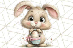 Quirky Easter Bunnies Clipart, Cute Cartoon Bunnies Png Product Image 2
