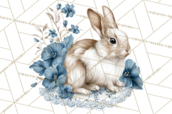 French Vintage Spring Clipart PNG, Pastel Bunny &amp; Floral Art Product Image 4