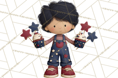 Patriotic Kids Clipart for 4th of July, USA Children PNG Product Image 5