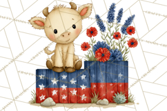 Patriotic Western Clipart, Whimsical Red White Blue Desert Product Image 5