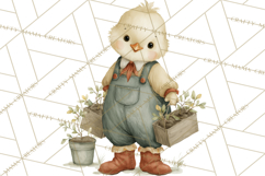 Vintage Spring Chicks Clipart, Cute Baby Chick Gardening Product Image 5
