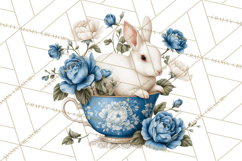 French Vintage Spring Clipart PNG, Pastel Bunny &amp; Floral Art Product Image 5