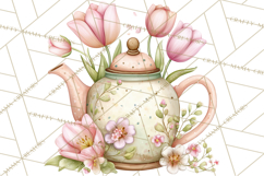 Tea Time Notes Clipart, Cozy Teapot and Cup Clip Art PNG Product Image 2