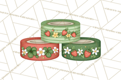 Strawberry Stationery Clipart, Pastel Office Supplies Png Product Image 2
