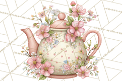 Tea Time Notes Clipart, Cozy Teapot and Cup Clip Art PNG Product Image 3