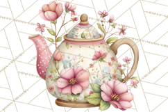 Tea Time Notes Clipart, Cozy Teapot and Cup Clip Art PNG Product Image 4
