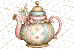 Tea Time Notes Clipart, Cozy Teapot and Cup Clip Art PNG Product Image 2
