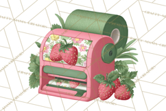 Strawberry Stationery Clipart, Pastel Office Supplies Png Product Image 2