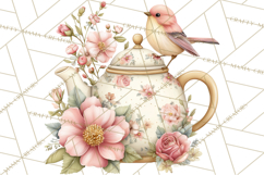 Tea Time Notes Clipart, Cozy Teapot and Cup Clip Art PNG Product Image 3