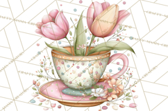Tea Time Notes Clipart, Cozy Teapot and Cup Clip Art PNG Product Image 2
