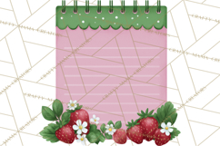 Strawberry Stationery Clipart, Pastel Office Supplies Png Product Image 2