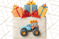 Monster Truck Birthday Party Clipart, Racing Celebration Png Product Image 2