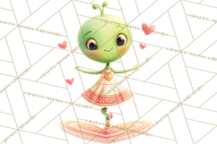 Green Alien Valentine Clipart PNG, Cute Alien Valentines Product Image 2