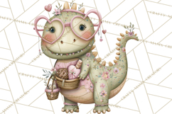 Valentine Dinosaur Clipart PNG, Cute Valentine Dinosaurs Product Image 2