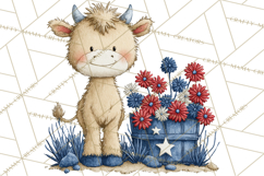 Patriotic Western Clipart, Whimsical Red White Blue Desert Product Image 2