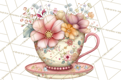 Tea Time Notes Clipart, Cozy Teapot and Cup Clip Art PNG Product Image 4