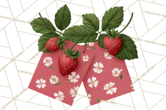Strawberry Stationery Clipart, Pastel Office Supplies Png Product Image 3