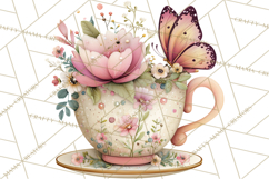 Tea Time Notes Clipart, Cozy Teapot and Cup Clip Art PNG Product Image 3