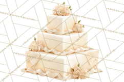 Wedding Cake Clipart PNG, Elegant Wedding Desserts Product Image 4