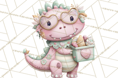Valentine Dinosaur Clipart PNG, Cute Valentine Dinosaurs Product Image 3