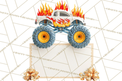 Monster Truck Birthday Party Clipart, Racing Celebration Png Product Image 3