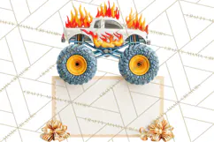 Monster Truck Birthday Party Clipart, Racing Celebration Png Product Image 3