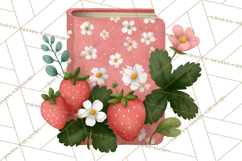 Strawberry Stationery Clipart, Pastel Office Supplies Png Product Image 3