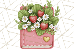 Strawberry Stationery Clipart, Pastel Office Supplies Png Product Image 5