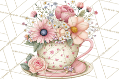 Tea Time Notes Clipart, Cozy Teapot and Cup Clip Art PNG Product Image 4