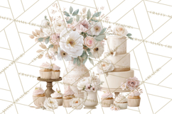 Wedding Cake Clipart PNG, Elegant Wedding Desserts Product Image 4