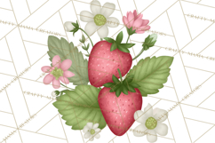 Strawberry Stationery Clipart, Pastel Office Supplies Png Product Image 5