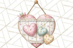 Rustic Valentine Decor Clipart, Burlap Heart PNG Product Image 4