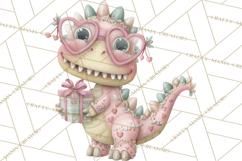 Valentine Dinosaur Clipart PNG, Cute Valentine Dinosaurs Product Image 4