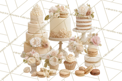 Wedding Cake Clipart PNG, Elegant Wedding Desserts Product Image 3