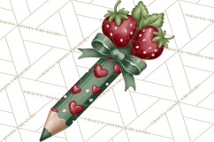 Strawberry Stationery Clipart, Pastel Office Supplies Png Product Image 2