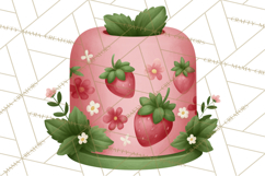 Strawberry Stationery Clipart, Pastel Office Supplies Png Product Image 4