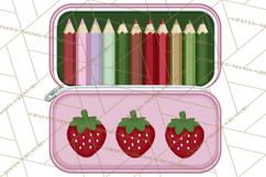 Strawberry Stationery Clipart, Pastel Office Supplies Png Product Image 2