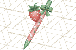 Strawberry Stationery Clipart, Pastel Office Supplies Png Product Image 4