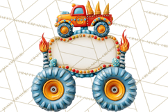 Monster Truck Birthday Party Clipart, Racing Celebration Png Product Image 5