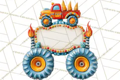 Monster Truck Birthday Party Clipart, Racing Celebration Png Product Image 5