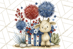 Patriotic Western Clipart, Whimsical Red White Blue Desert Product Image 5