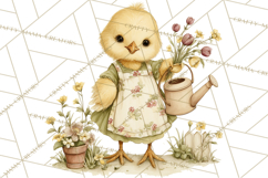 Vintage Spring Chicks Clipart, Cute Baby Chick Gardening Product Image 5