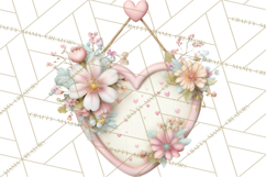 Rustic Valentine Decor Clipart, Burlap Heart PNG Product Image 5